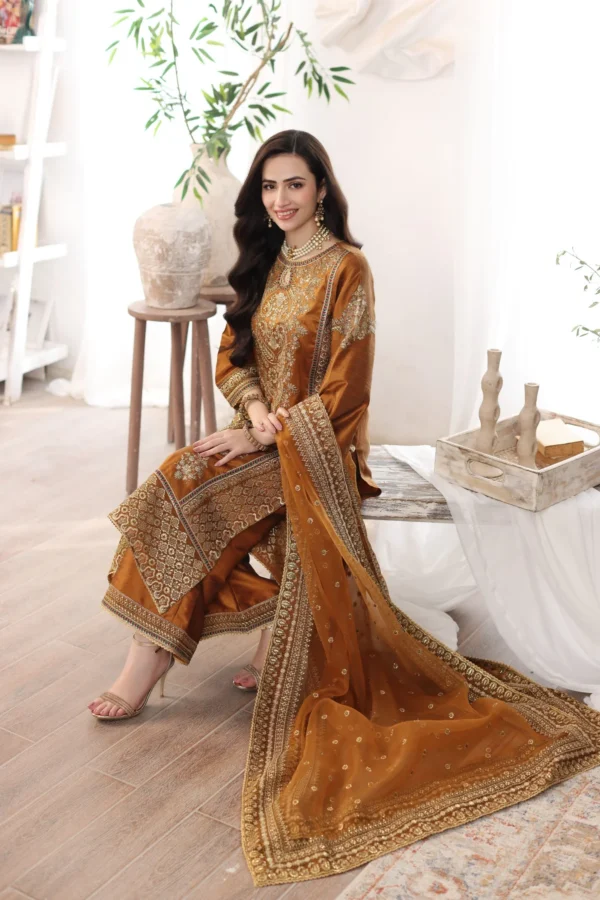 MGS-06 AABROO 3PC Raw Silk STITCHED I UNSTITCHED - Image 3