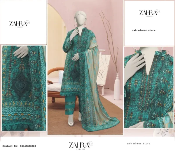 ALMEERAH Emboridered PRINTED 3 Piece suit