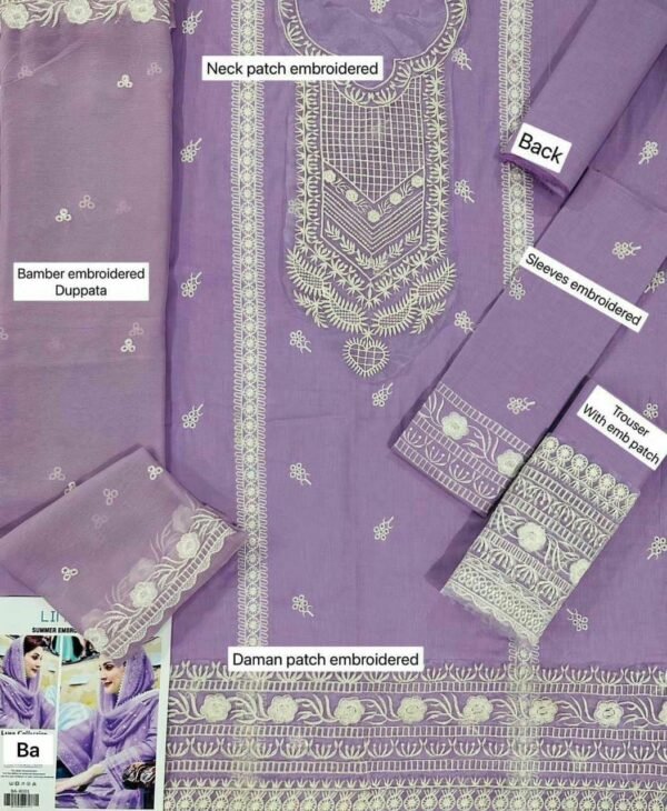 3 Piece Lawn Embroidered Suit Unstitched