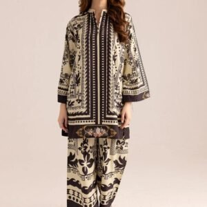 2 Pcs Women's Stitched Swiss Lawn Printed Shirt And Trouser