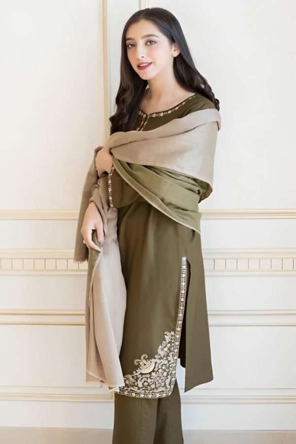 3 PIECE Women's Unstitched Embroidered Suit