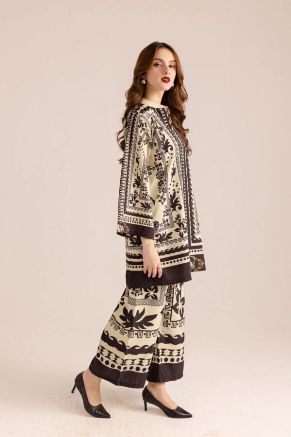 2 Pcs Women's Stitched Swiss Lawn Printed Shirt And Trouser